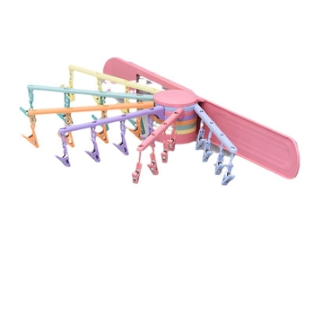 Sudijia πτυσσόμενος κρεμάστρα ρούχων με περιστρεφόμενη βάση για κάλτσες, κυκλικός σχεδιασμός με κλιπ, πλαστικό