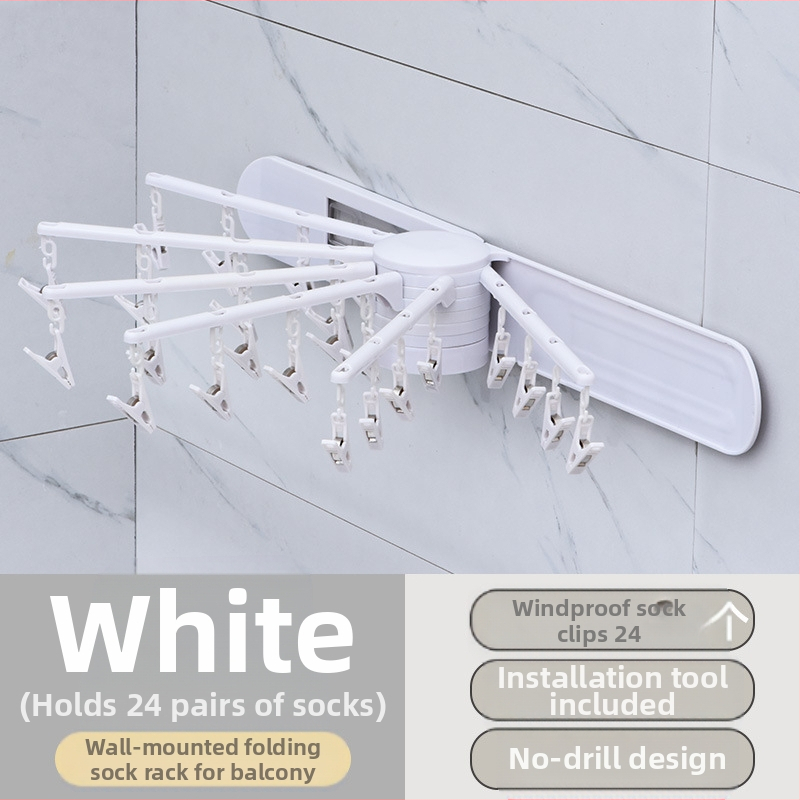 Sudijia összecsukható ruhaszárító akasztó, forgatható zokniakasztó, kör alakú klipsz dizájn, műanyag