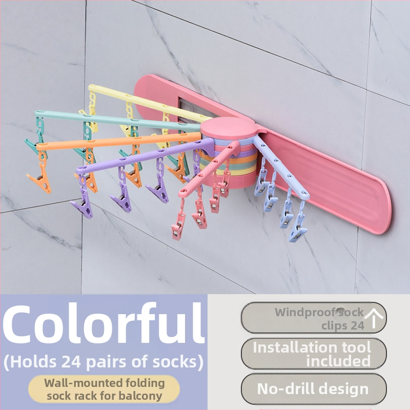 Sudijia összecsukható ruhaszárító akasztó, forgatható zokniakasztó, kör alakú klipsz dizájn, műanyag