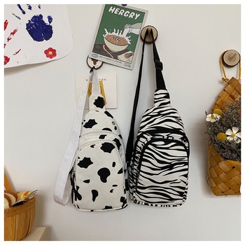 Vászon keresztpántos táska, utcai stílus, 2024 tavasz, cipzáras záródás, poliészter bélés, belső telefonzseb, belső patch zseb