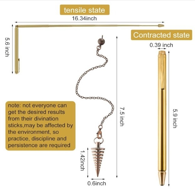 Ράβδος ανίχνευσης φαντασμάτων - Σετ 4 τεμαχίων, Χαλκός, σε στυλό σχήμα, LED