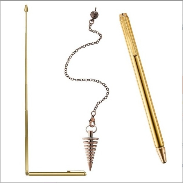 Ράβδος ανίχνευσης φαντασμάτων - Σετ 4 τεμαχίων, Χαλκός, σε στυλό σχήμα, LED