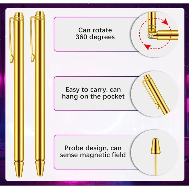Ράβδος ανίχνευσης φαντασμάτων - Σετ 4 τεμαχίων, Χαλκός, σε στυλό σχήμα, LED