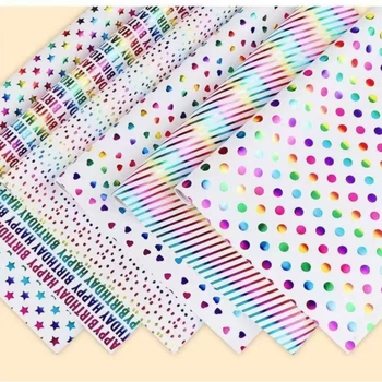 Role de hârtie de ambalare cadouri cu ștanțare la cald pe hârtie lucioasă, pentru zile de naștere — greutate 200, rezistență la rupere 80, grosime 1, opacitate 100