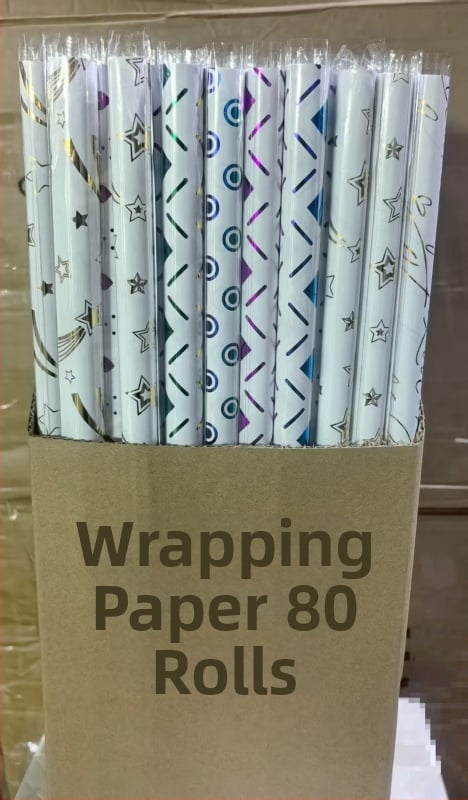 Role de hârtie de ambalare cadouri cu ștanțare la cald pe hârtie lucioasă, pentru zile de naștere — greutate 200, rezistență la rupere 80, grosime 1, opacitate 100