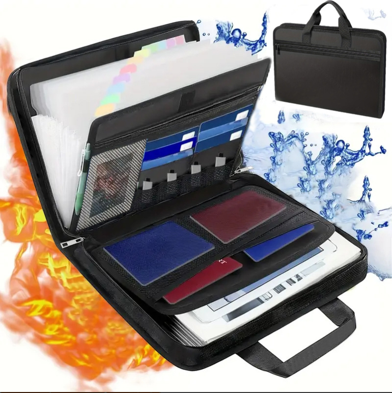 Аккордеонна папка за документи с 13 отделения, огнеупорна и водоустойчива, разширяваща се, от Fiberglass