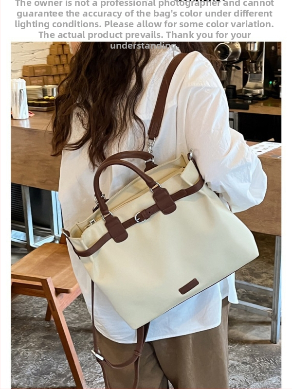 Нейлонова дамска чанта за лаптоп – водоустойчива, голям капацитет, урбанистичен стил, носене през рамо или като раница, пролет 2025 г.