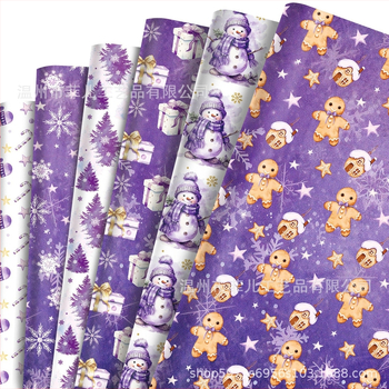 Χαρτί δώρου με σχέδιο νιφάδας χιονιού και χιονάνθρωπου; υλικό σύνθετο; κατασκευή ημι-χειρωνακτική και ημι-μηχανική; κωδικός προϊόντος Al940119815311; κατάλληλο για εορταστικές συναντήσεις