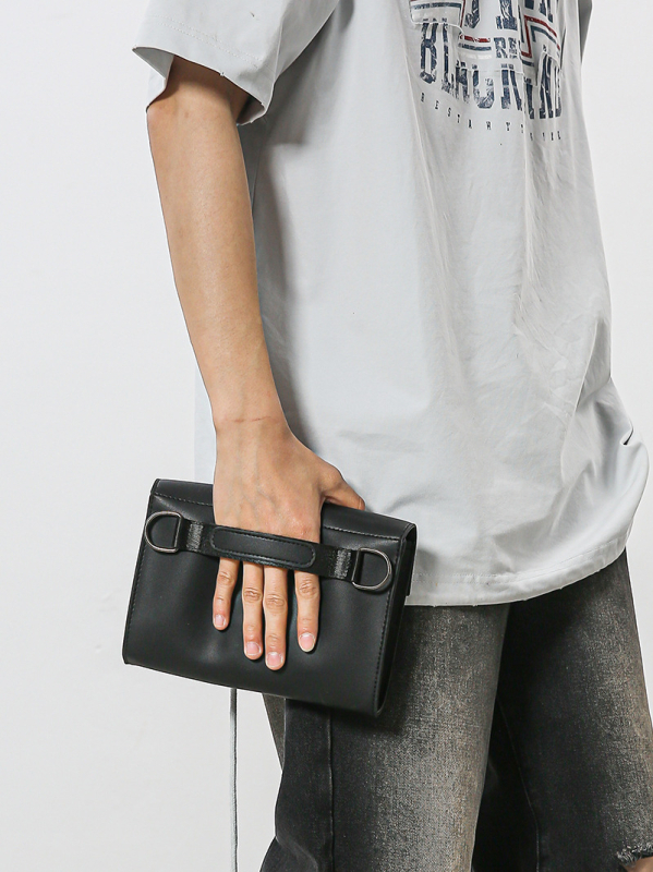 Vyrų Crossbody krepšys iš PU odos, vienos spalvos, vidus iš sintetinės odos, pavasaris 2025