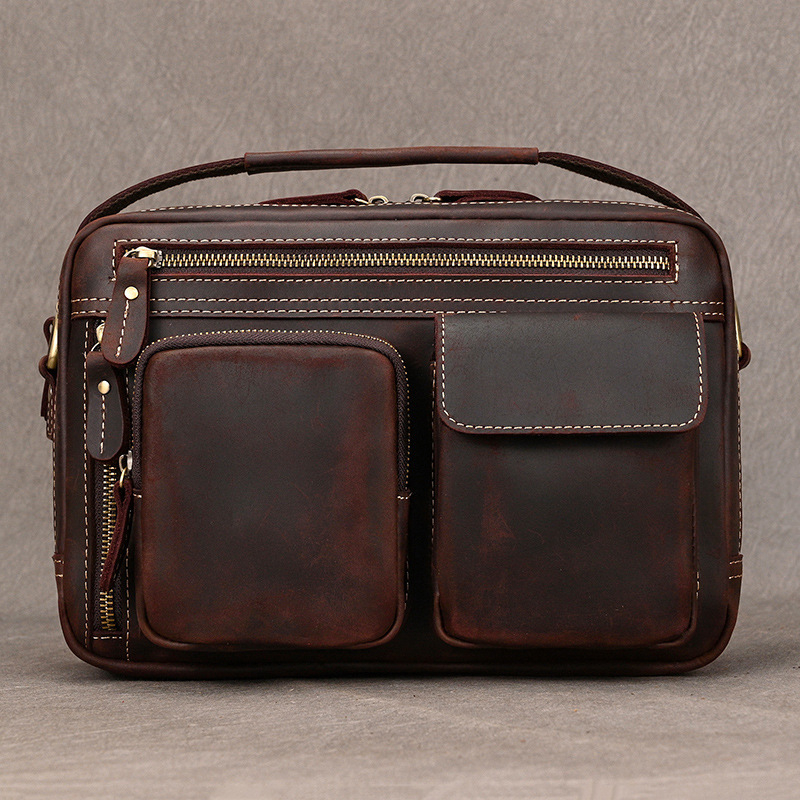 Vyrinė odinė per petį rankinė iš natūralios odos, pirmosios kokybės galvijų oda, poliesterio pamušalas, vienos spalvos dizainas, tinkama laisvalaikio kelionėms