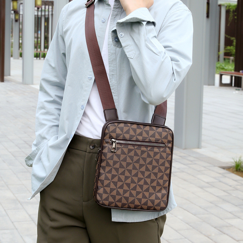 Vyrų pečių krepšys iš PU odos, atsparus vandeniui, vienos spalvos, kelionėms