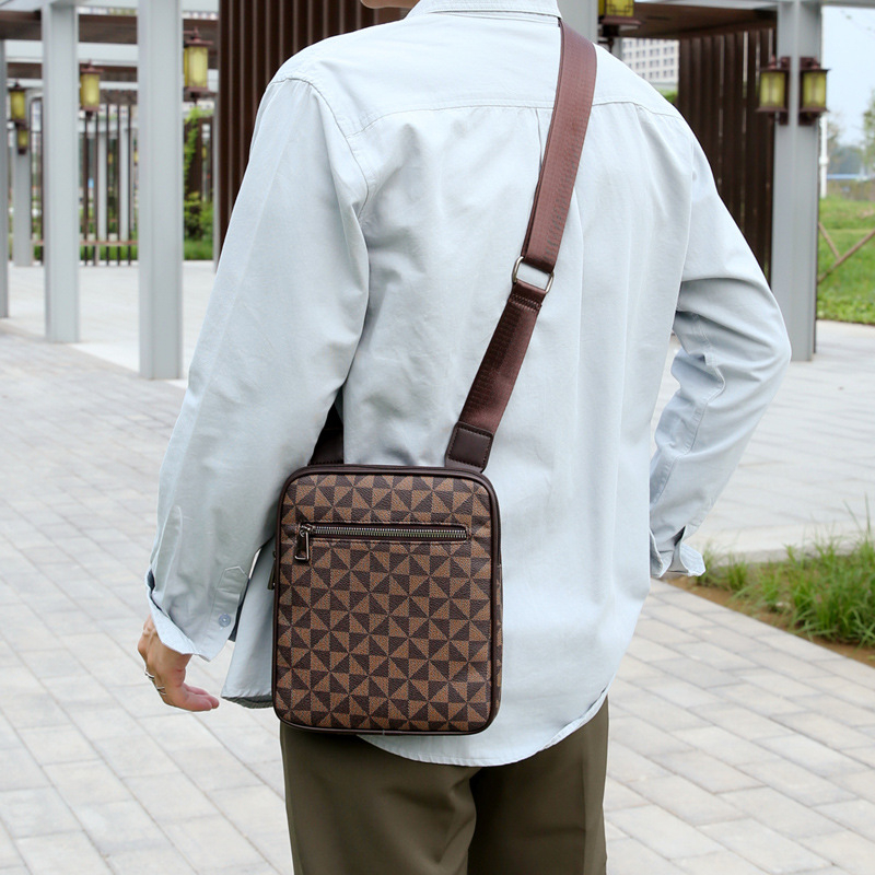 Vyrų pečių krepšys iš PU odos, atsparus vandeniui, vienos spalvos, kelionėms