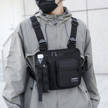 Vyrų pečių krepšys, gatvės mados stilius, nailonas, pamušalas poliesteris, vieno tono raštas, kvėpuojantis dizainas (Stilius: Gatvės mada; Medžiaga: Nailonas; Pamušalas: Poliesteris; Raštas: Vieno tono; Funkcija: Kvėpuojantis)