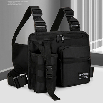 Vyrų pečių krepšys, gatvės mados stilius, nailonas, pamušalas poliesteris, vieno tono raštas, kvėpuojantis dizainas (Stilius: Gatvės mada; Medžiaga: Nailonas; Pamušalas: Poliesteris; Raštas: Vieno tono; Funkcija: Kvėpuojantis)