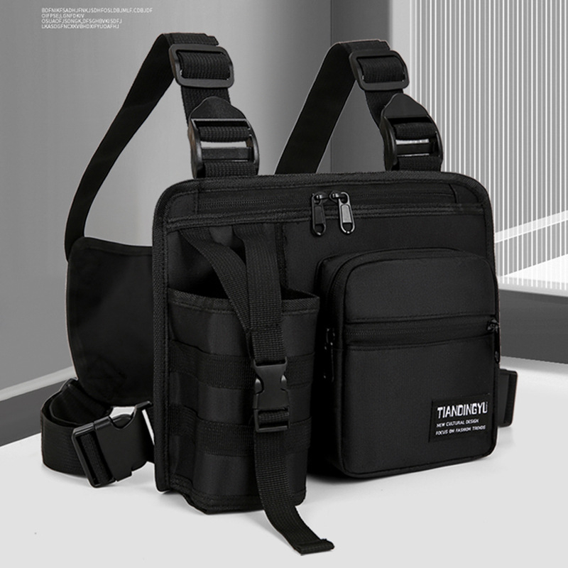 Vyrų pečių krepšys, gatvės mados stilius, nailonas, pamušalas poliesteris, vieno tono raštas, kvėpuojantis dizainas (Stilius: Gatvės mada; Medžiaga: Nailonas; Pamušalas: Poliesteris; Raštas: Vieno tono; Funkcija: Kvėpuojantis)