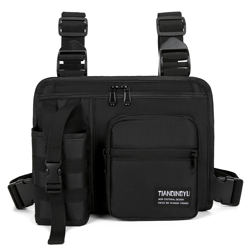 Vyrų pečių krepšys, gatvės mados stilius, nailonas, pamušalas poliesteris, vieno tono raštas, kvėpuojantis dizainas (Stilius: Gatvės mada; Medžiaga: Nailonas; Pamušalas: Poliesteris; Raštas: Vieno tono; Funkcija: Kvėpuojantis)