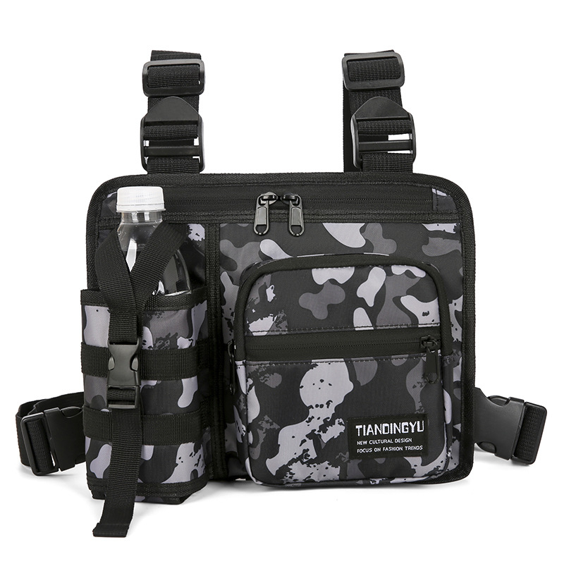 Vyrų pečių krepšys, gatvės mados stilius, nailonas, pamušalas poliesteris, vieno tono raštas, kvėpuojantis dizainas (Stilius: Gatvės mada; Medžiaga: Nailonas; Pamušalas: Poliesteris; Raštas: Vieno tono; Funkcija: Kvėpuojantis)