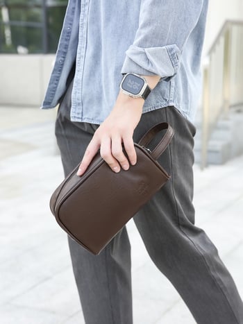 Mužská PU taška na kozmetiku a toaletné potreby, mestský minimalistický štýl, podšívka z polyesteru, leto 2025.