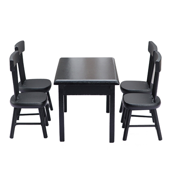 Κουκλόσπιτο εστιατόριο – μικροσκηνή με τραπέζι και καρέκλες, σετ 5 τεμαχίων, υλικό MDF, μοντέρνο στυλ απλότητας