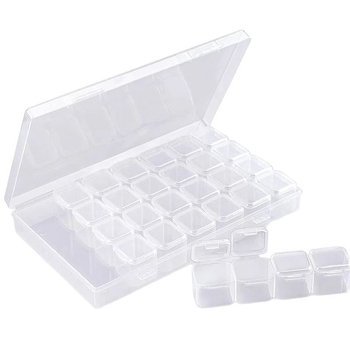 Κουτί αποθήκευσης εργαλείων μανικιούρ και κοσμημάτων, 28 διαμερίσματα, επιτραπέζιος σχεδιασμός, αποσπώμενο μικρό κουτί για bits νυχιών, κατασκευή από πλαστικό, Καθαρό βάρος 109 g