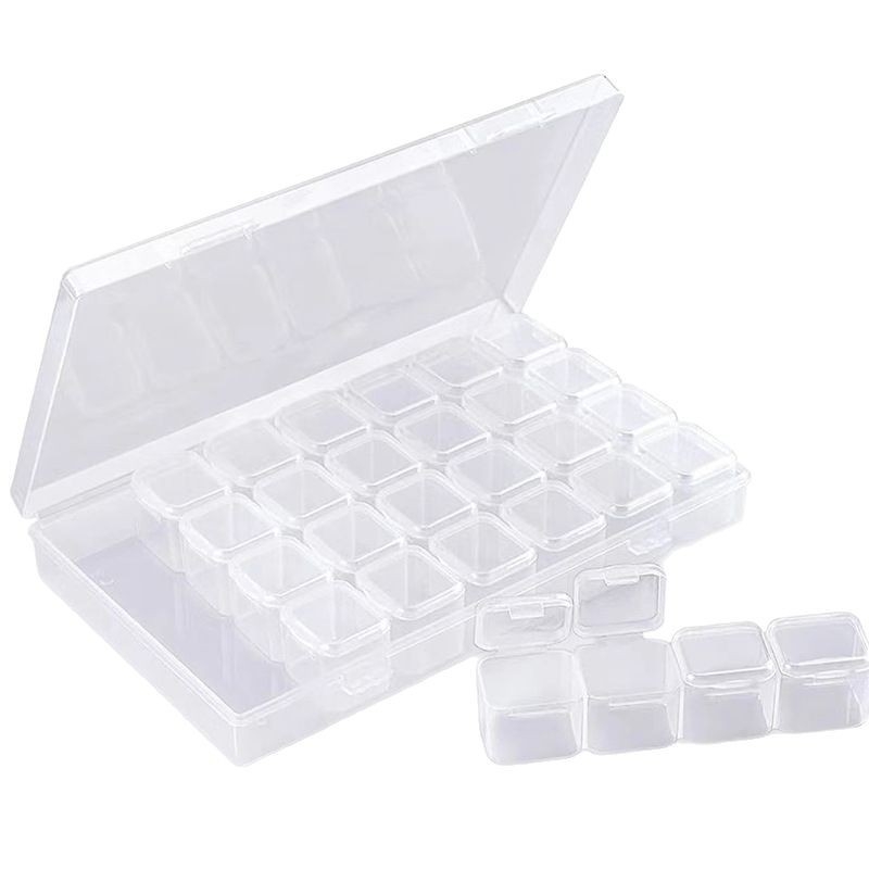 Кутия за маникюрни инструменти и бижута, 28 отделения, настолен дизайн, подвижна мини кутия за маникюрни битове, пластмасова конструкция, тегло нето 109 g