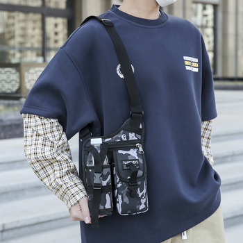 Férfi keresztpántos oldaltáska – városi egyszerű stílus, Oxford vászon, száraz-nedves elválasztás, egyszínű mintázat, tavasz 2025