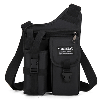 Férfi keresztpántos oldaltáska – városi egyszerű stílus, Oxford vászon, száraz-nedves elválasztás, egyszínű mintázat, tavasz 2025