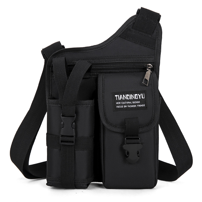 Férfi keresztpántos oldaltáska – városi egyszerű stílus, Oxford vászon, száraz-nedves elválasztás, egyszínű mintázat, tavasz 2025