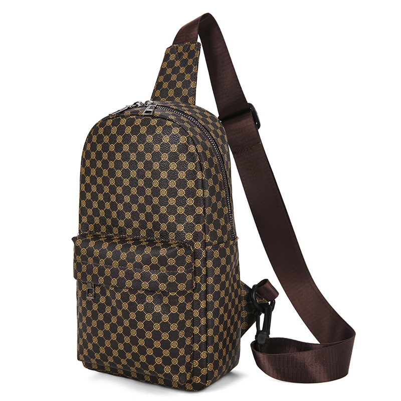 Vyriška PU krūtinės krepšys, laisvalaikio kelionių stilius, geometrinis raštas, suderinamas su 8 colių nešiojamuoju kompiuteriu, atspari dėvėjimui