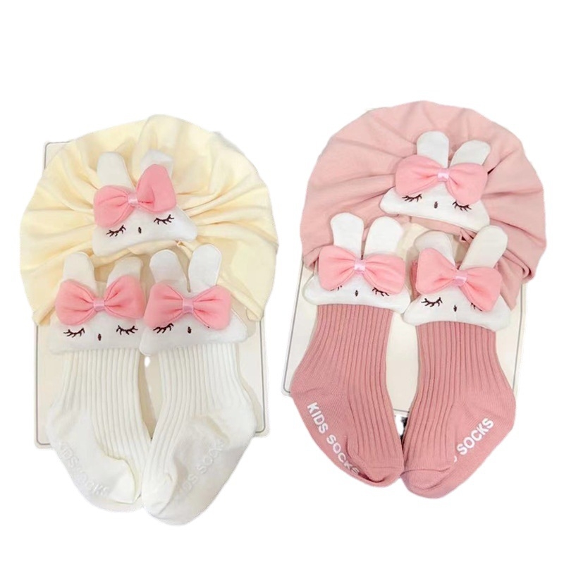 Set za bebe: kapa s zeka i čarape - pamuk 71-80%, jesen-zima, kupolasta kapa, bez obruba, za djecu do 2 godina