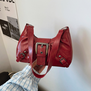 Дамска чанта PU, градски стил, чанта тип багет с едно рамо, хоризонтална квадратна форма, цип за затваряне, подплата полиестер, летен модел 2025