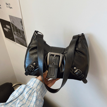 Дамска чанта PU, градски стил, чанта тип багет с едно рамо, хоризонтална квадратна форма, цип за затваряне, подплата полиестер, летен модел 2025