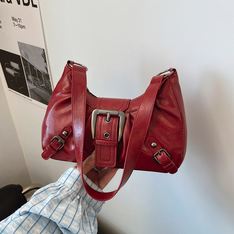 Дамска чанта PU, градски стил, чанта тип багет с едно рамо, хоризонтална квадратна форма, цип за затваряне, подплата полиестер, летен модел 2025