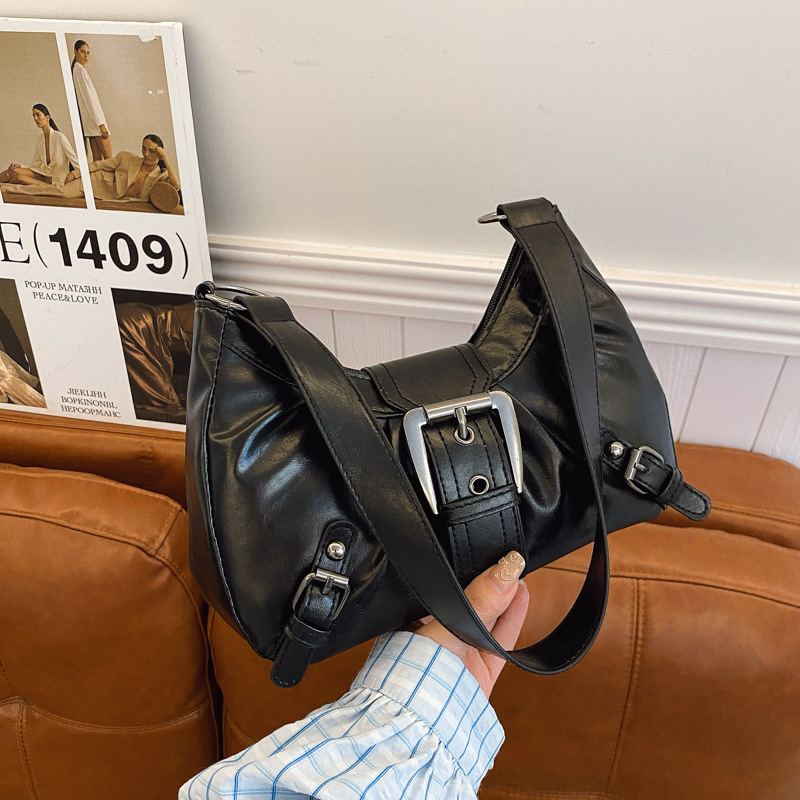 Дамска чанта PU, градски стил, чанта тип багет с едно рамо, хоризонтална квадратна форма, цип за затваряне, подплата полиестер, летен модел 2025