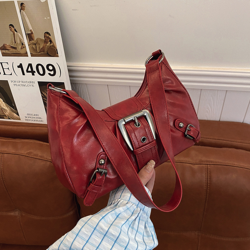 Дамска чанта PU, градски стил, чанта тип багет с едно рамо, хоризонтална квадратна форма, цип за затваряне, подплата полиестер, летен модел 2025