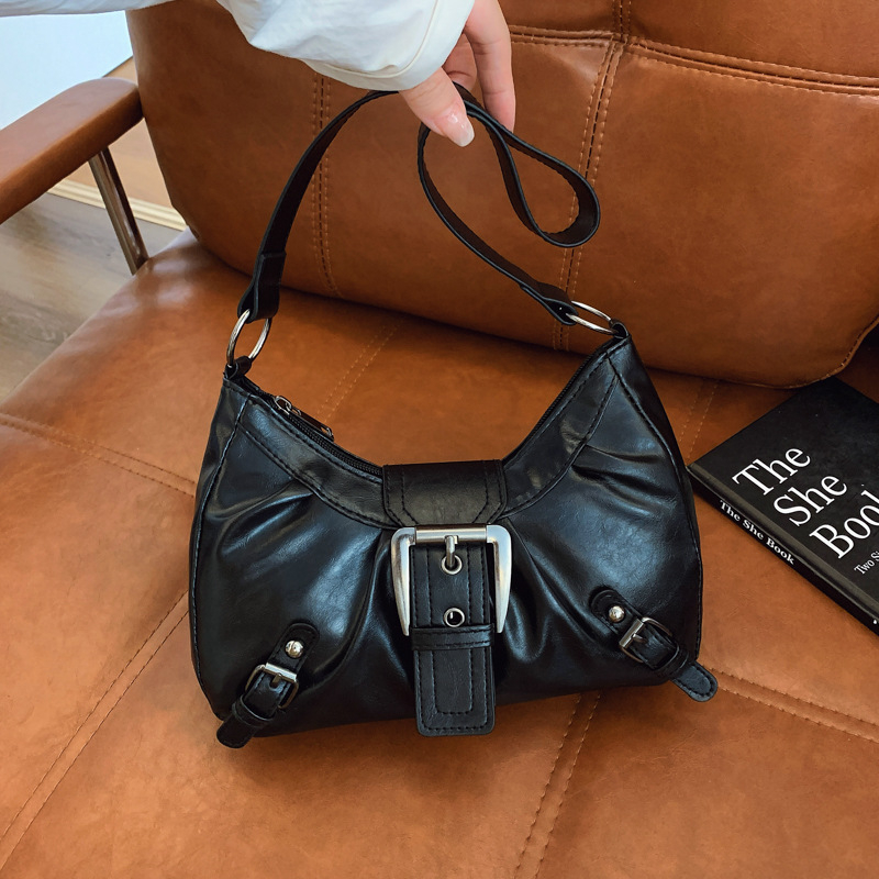 Дамска чанта PU, градски стил, чанта тип багет с едно рамо, хоризонтална квадратна форма, цип за затваряне, подплата полиестер, летен модел 2025