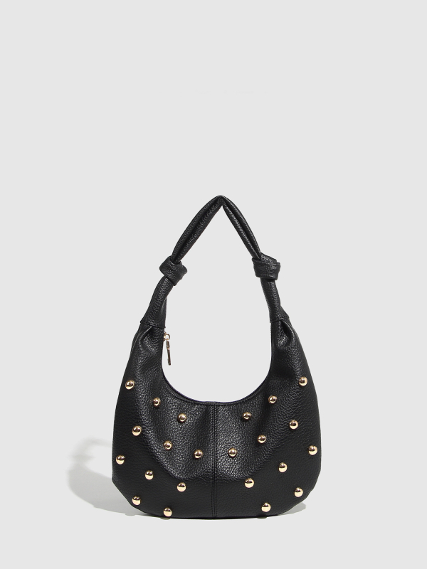 PU kézitáska dumpling-stílusú, fényes felülettel, zipzáras zárás, belső zipzáras zseb és ID zseb