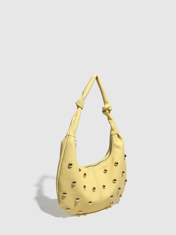 PU kézitáska dumpling-stílusú, fényes felülettel, zipzáras zárás, belső zipzáras zseb és ID zseb