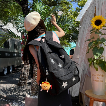 Σακίδιο με σχέδιο πέντε κορυφών αστέρα, ύφασμα Oxford, ιμάντες με αερόξυση, για μαθήτριες