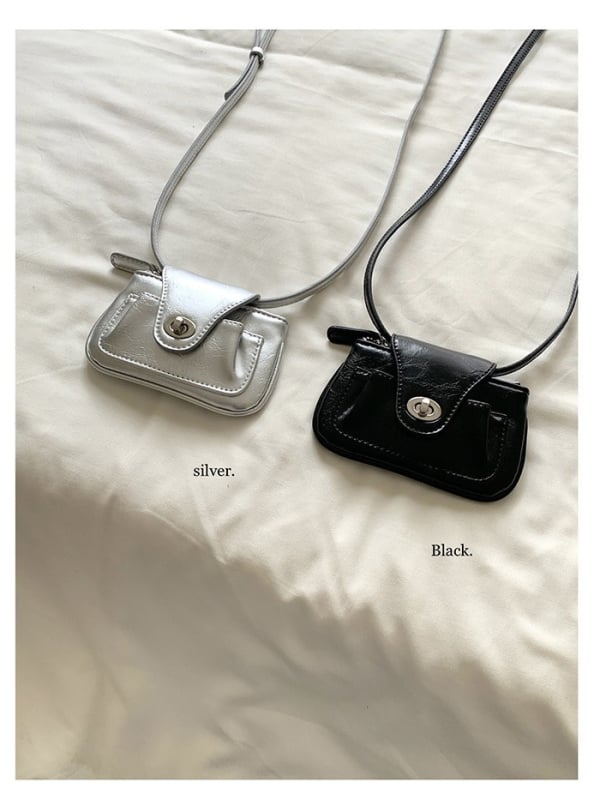 Crossbody mini novčanik s lancem, PU, urbana jednostavnost, vodoravni kvadratni oblik, zatvaranje sa zipom, podstava od platna