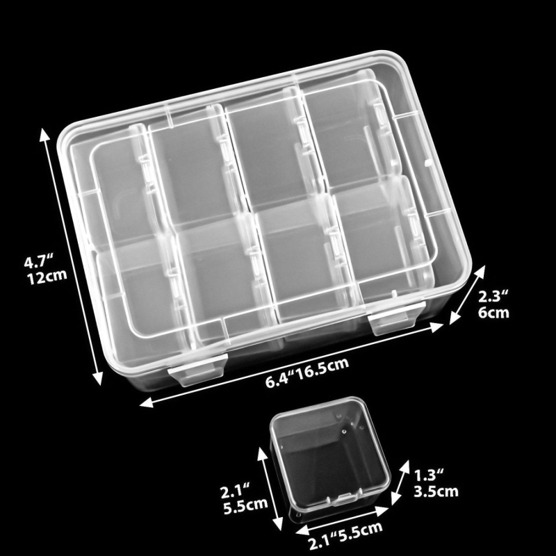 Съхранителна кутия с разделители, полипропиленова пластмаса, прахоустойчива, обем 100 ml, модерен минималистичен дизайн