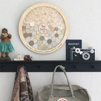 Εξατομικευμένο κουτί αποθήκευσης νομισμάτων για ταξιδιώτες – Basswood ξύλο, χειροποίητο κρεμαστό, για οικιακή και επαγγελματική χρήση