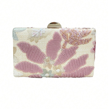 Βραδινή τσάντα με χειροποίητο κεντημένο appliqué και κινεζικού στυλ στρας λεπτομέρειες (πολυεστέρας; ύφασμα: νάιλον; επένδυση: νάιλον; οριζόντιο τετράγωνο σχήμα; ανάγλυφη επεξεργασία)