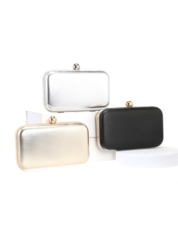 PU кожа – метална кутия чанта за вечерно събитие, ретро стил, твърда конструкция, хоризонтална квадратна, чанта за през кръст