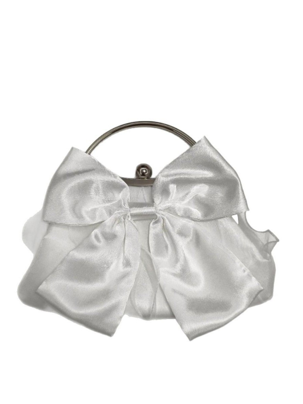 Szaténból készült masnis táska, felhő-stílusú estélyi táska, belső zsebek a telefon és azonosító számára, poliészter bélés