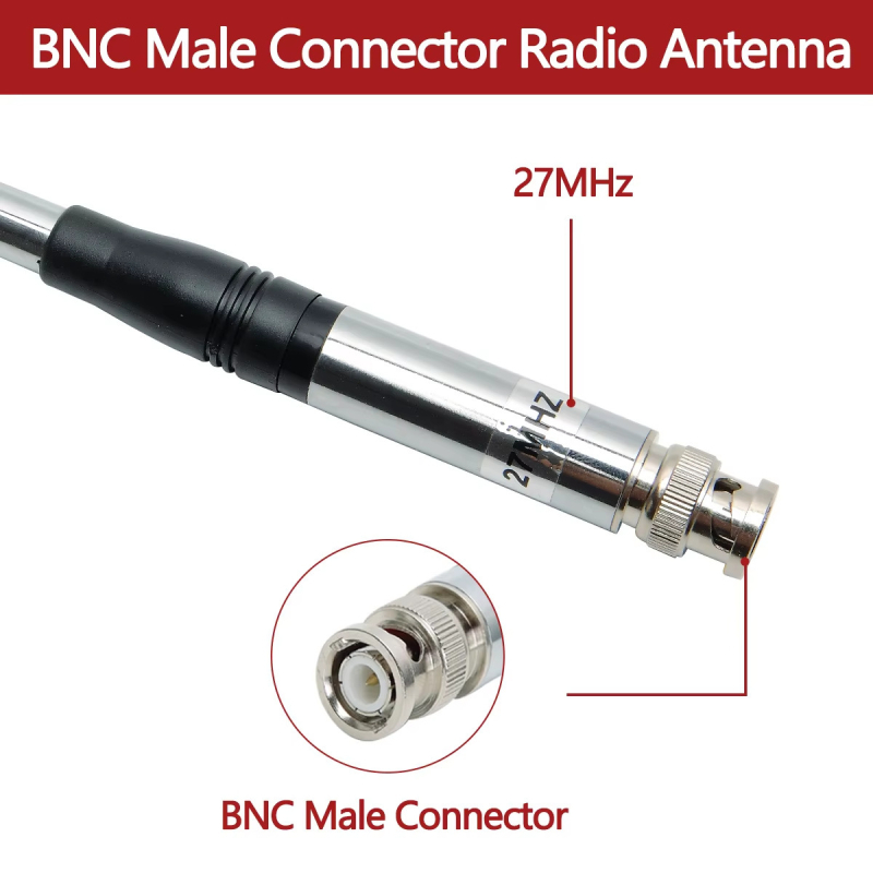 Teleskopna antena 27MHz BNC za CB ručni Walkie-Talkie – debela šipka, pojačanje signala, protiv smetnji, domet 5–10 km, bez baterije