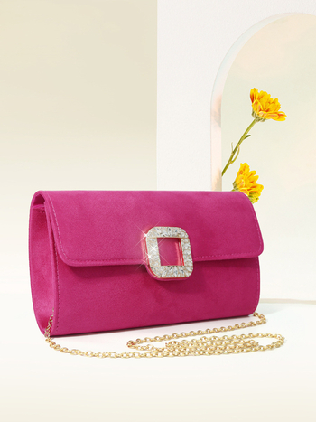 Βελούδινο βραδινό τσαντάκι, μικρή τετράγωνη τσάντα, οριζόντιο τετράγωνο σχήμα, άνοιγμα τύπου καπακιού, επένδυση πολυεστερική