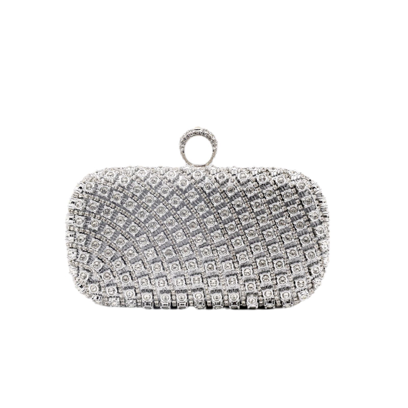 Estélyi táska gyémántmintával, telefonos Crossbody, szövött anyag, kampó záródás, poliészter bélés