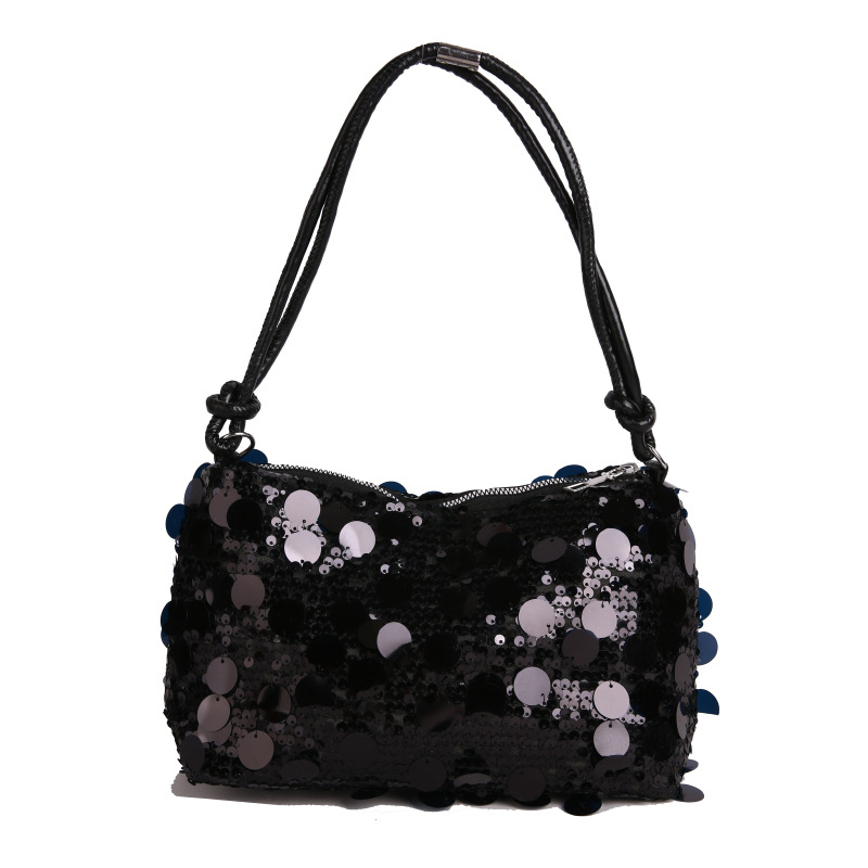 PU crossbody torbica s šljokicama – gradski stil, horizontalni kvadratni oblik, zatvoren otvor, unutarnji džepovi za telefon i ID