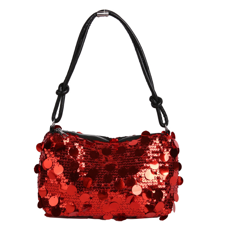 PU crossbody torbica s šljokicama – gradski stil, horizontalni kvadratni oblik, zatvoren otvor, unutarnji džepovi za telefon i ID